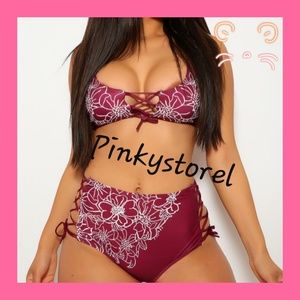 🔮Burgundy Floral Bikini🔮 Swimsuit